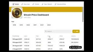 Bitcoin dashboard using Glide