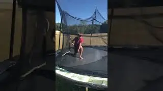 DOING GYMNASTICS ON MY TRAMPOLINE I DID A SITTING HAND SPRING!