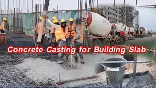 Casting Concrete at Site for RC Slab Floor #construction #engineering #concrete
