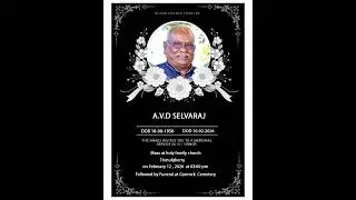 Funeral Mass 3pm | A.V.D SELVARAJ | Holy Family Church Trimulgherry  | 12-2-26