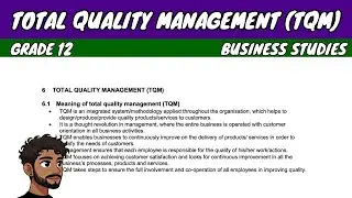 Total Quality Management (TQM) | Grade 12 Business Studies