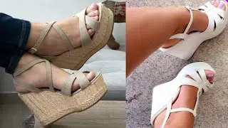 Beautiful & comfortable office wear wedge heels sandals designs/Party wear thick sole wedge heels