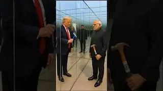 😂 Donald Trump 🪞 vs Narendra Modi 🔨 Mirror Clash |  #Trump #Modi #ViralShorts#foryou