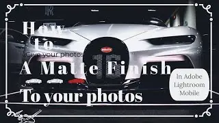 How I give my photos a matte effect