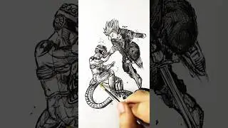 Speed drawing StickMan Trunks vs Frieza 😳 #shorts #anime #drawing