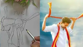How to draw Thalapathy in a roar 🔥 Road show #thalapathyvijay #drawing #thalapathy #king #tvk