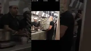 Waiter carry&rsquo;s 33 plates