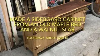 Old Maple Bed Transformed Into a Sideboard Cabinet with a walnut top.