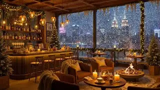 Cozy Winter Jazz Bar ☕ Relaxing Jazz Music & Fireplace Sounds for Work, Study, Relax
