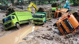 RC TRUK BALAK HINO 500 ENGKEL RC TRUK FUSO TRONTON BERMUATAN FULL KAYU AFROAD DI JALAN BERLUMPUR