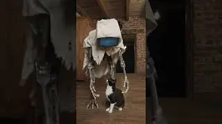 the doctor(poppy playtime) stumbled a black white marked cat on his basment and it become his pet