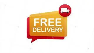 Free delivery. Badge with truck. stock illustrtaion.