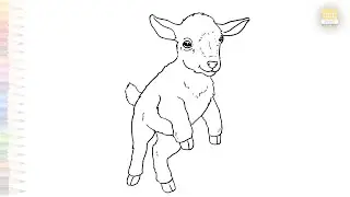 Baby goat jumping drawings easy | Cute animal sketches | How to draw A Baby goat step by step