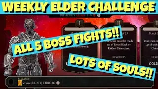 Smoke Triborg Weekly Elder challenge. All Boss Fights!! Mortal Kombat Mobile Gameplay.