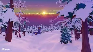 Snowy Forest in Blender | 3D Scene Timelapse
