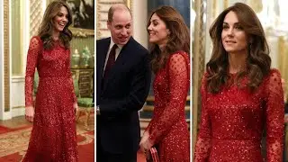 Princess Catherine Glowing In A Red Sequin Gown Attending Summit Reception At Buckingham Palace