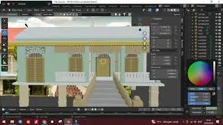 Pemberian Material Model 3D Rumah Adat Lipat Kajang Riau - Timelapse - Blender