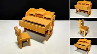 Miniature Study Table & Chair by using cardboard.