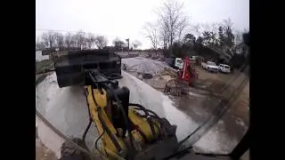 Stacking a salt pile.