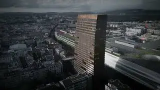 Claraturm building in Basel, Switzerland | Dark moody | Drone footage | DJI Mini 3 Pro