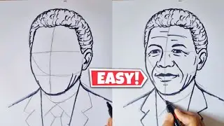 How to draw Nelson Mandela Drawing step by step #nelsonmandeladay Nelson Mandela day drawing
