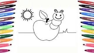 Coloring Apple Fruits For Kids & Toddlers | Basic Coloring Techniques