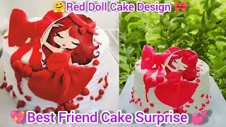 💖Best Friend Ne Apni Dost Ke Liye Banwaya Itna Pyara Cake 🎂 | Cute Red Doll Cake Design 🎀