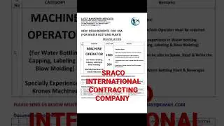 Saudia Arabia jobs | sraco company jobs | machine operator jobs | labeling operator jobs
