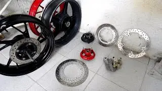 detalhes da roda da CB Twister CB 300 ( adaptação do contra choque da CBX Twister )