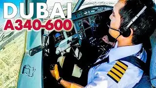 A340 Cockpit Landing Dubai + Great Airport Views