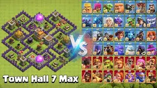 Town Hall 7 Max vs All 1 Max Troops and Super Troops | Clash of Clans