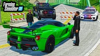 WE CAUGHT THE FUGATIVE! (POLICE CHECKPOINT) | STOLEN FERRARI | Farming Simulator 22