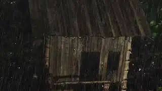 🌧️ Sleep Fast Tonight with Heavy Rain Ambience Inside a Cozy Ancient Bamboo House
