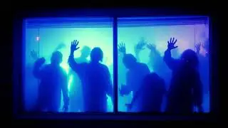 Zombies Behind the Blinds Spooky Fake Window Projector 4K Looping Backgrounds