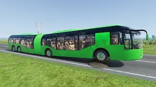 LONG BUS, SCHOOL BUS, TRUCKS Vs MASSIVE SPEED BUMPS - BeamNG.Drive