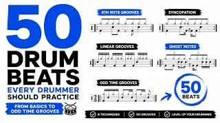 50 Drum Beats Every Drummer Should Practice – From Basics to Odd Time Grooves 🥁