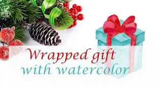 Advent calendar: Day 16, Beginner friendly wrapped gift with watercolor and gold gel pen