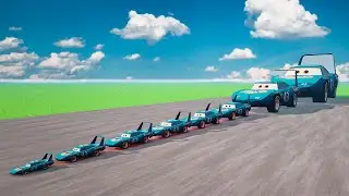Big & Small Monster Truck Lightning McQueen POLICE VS Thomas the Tank Engine Train | BeamNG.drive