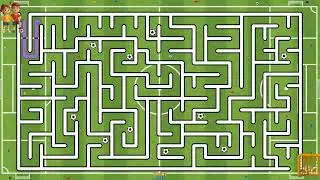 Animated Maze Game Challenge | Solving the Soccer Field Theme Maze Puzzle