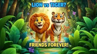 Lion Tiger Fight Turns into Friendship Moral Story for Kids  Kids Jungle Story Lion Tiger Friendship