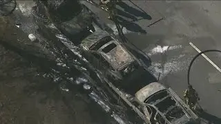 Car carrier fire on access ramp backs up I-85, I-285 in DeKalb