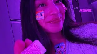ASMR | Mascando chicle con stickers en la cara (mouth sounds, visuales y tapping)