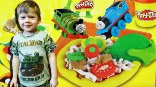 Готовим пиццу с игровым набором Play-Doh Pizza Party Распаковка Томас и Перси пришли в гости