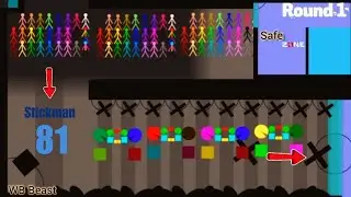 Stickmen Colour Race 81 Player | Each stickman has 4 minutes | Day 1 | Marble race 2025