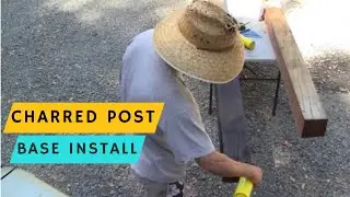 Redwood 6x6 Gate Post Install - Charred Post Base for Longevity - Time Lapse