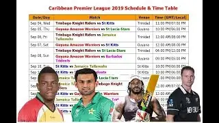 Caribbean Premier League 2019 Schedule & Time Table