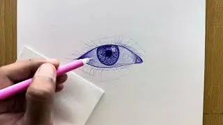 Eye realistic pen freehand drawing | live drawing video 