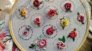 11 different bullion stitch ideas for embroidery designe ! Bullion knot stitch flower for beginners 