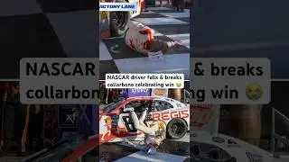 Connor Zilisch took a nasty fall in Victory Lane & ended up breaking his collarbone 💥 #nascar #fail