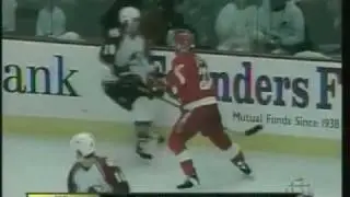 Joe Sakic scores, throws a big hit, scores again - 1996 NHL Western Conference Final